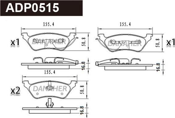 Danaher ADP0515 - Тормозные колодки, дисковые, комплект autosila-amz.com