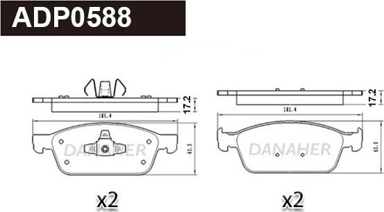 Danaher ADP0588 - Тормозные колодки, дисковые, комплект autosila-amz.com