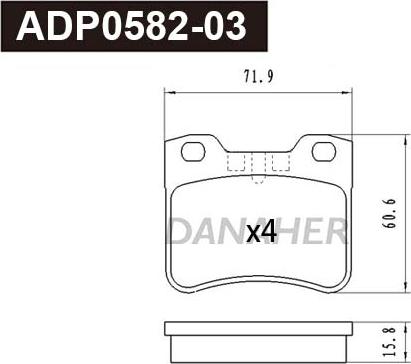 Danaher ADP0582-03 - Тормозные колодки, дисковые, комплект autosila-amz.com