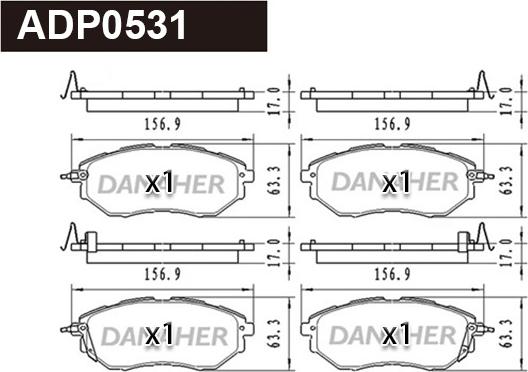 Danaher ADP0531 - Тормозные колодки, дисковые, комплект autosila-amz.com