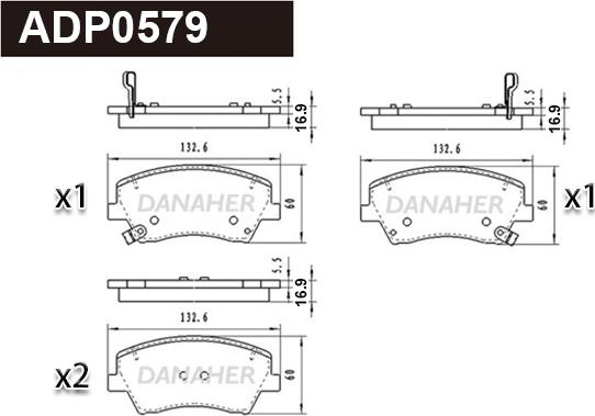 Danaher ADP0579 - Тормозные колодки, дисковые, комплект autosila-amz.com