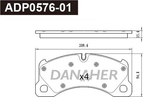 Danaher ADP0576-01 - Тормозные колодки, дисковые, комплект autosila-amz.com