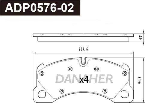 Danaher ADP0576-02 - Тормозные колодки, дисковые, комплект autosila-amz.com