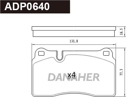Danaher ADP0640 - Тормозные колодки, дисковые, комплект autosila-amz.com