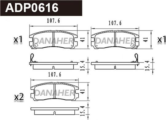 Danaher ADP0616 - Тормозные колодки, дисковые, комплект autosila-amz.com