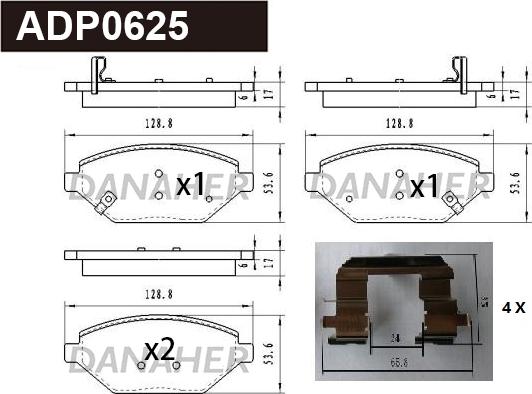 Danaher ADP0625 - Тормозные колодки, дисковые, комплект autosila-amz.com