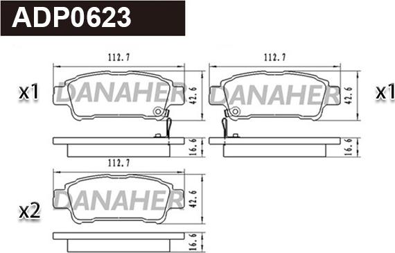 Danaher ADP0623 - Тормозные колодки, дисковые, комплект autosila-amz.com
