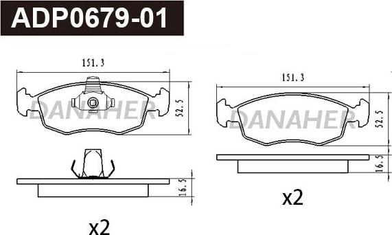 Danaher ADP0679-01 - Тормозные колодки, дисковые, комплект autosila-amz.com