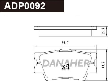 Danaher ADP0092 - Тормозные колодки, дисковые, комплект autosila-amz.com