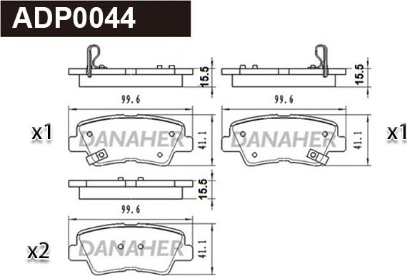 Danaher ADP0044 - Тормозные колодки, дисковые, комплект autosila-amz.com