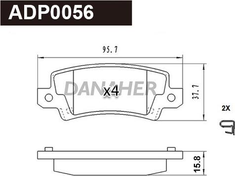 Danaher ADP0056 - Тормозные колодки, дисковые, комплект autosila-amz.com