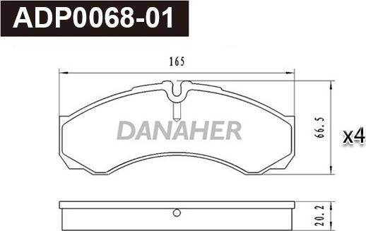 Danaher ADP0068-01 - Тормозные колодки, дисковые, комплект autosila-amz.com