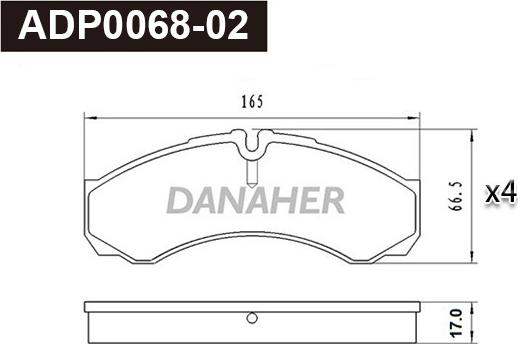 Danaher ADP0068-02 - Тормозные колодки, дисковые, комплект autosila-amz.com