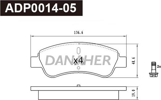 Danaher ADP0014-05 - Тормозные колодки, дисковые, комплект autosila-amz.com