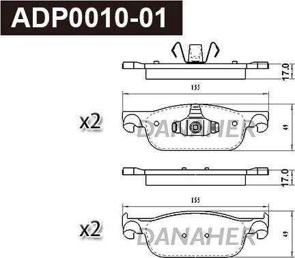 Danaher ADP0010-01 - Тормозные колодки, дисковые, комплект autosila-amz.com