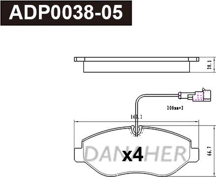 Danaher ADP0038-05 - Тормозные колодки, дисковые, комплект autosila-amz.com