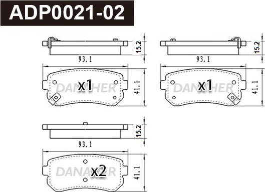 Danaher ADP0021-02 - Тормозные колодки, дисковые, комплект autosila-amz.com
