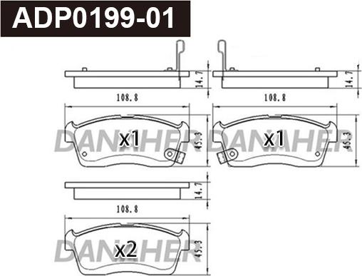 Danaher ADP0199-01 - Тормозные колодки, дисковые, комплект autosila-amz.com