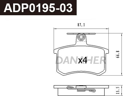 Danaher ADP0195-03 - Тормозные колодки, дисковые, комплект autosila-amz.com
