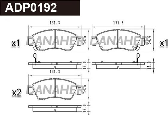 Danaher ADP0192 - Тормозные колодки, дисковые, комплект autosila-amz.com