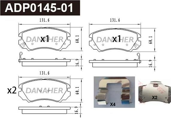 Danaher ADP0145-01 - Тормозные колодки, дисковые, комплект autosila-amz.com