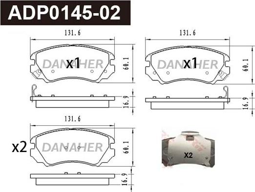 Danaher ADP0145-02 - Тормозные колодки, дисковые, комплект autosila-amz.com