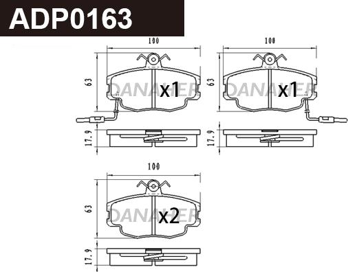 Danaher ADP0163 - Тормозные колодки, дисковые, комплект autosila-amz.com