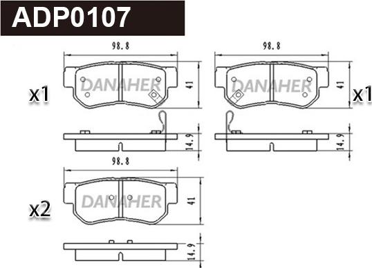 Danaher ADP0107 - Тормозные колодки, дисковые, комплект autosila-amz.com