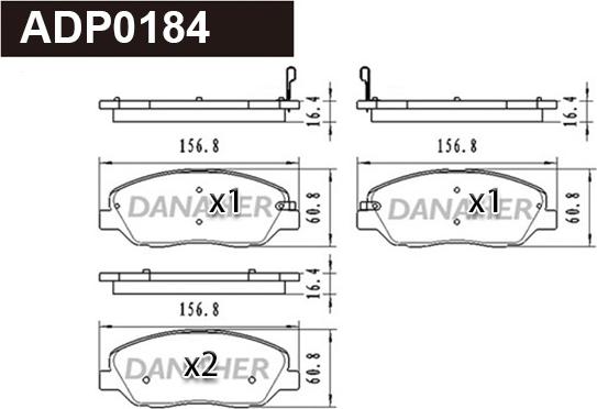 Danaher ADP0184 - Тормозные колодки, дисковые, комплект autosila-amz.com