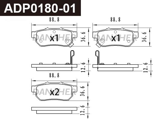 Danaher ADP0180-01 - Тормозные колодки, дисковые, комплект autosila-amz.com