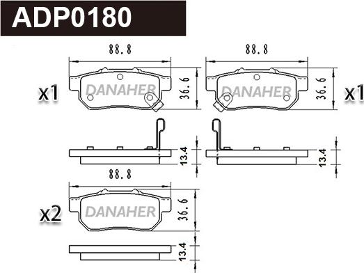 Danaher ADP0180 - Тормозные колодки, дисковые, комплект autosila-amz.com
