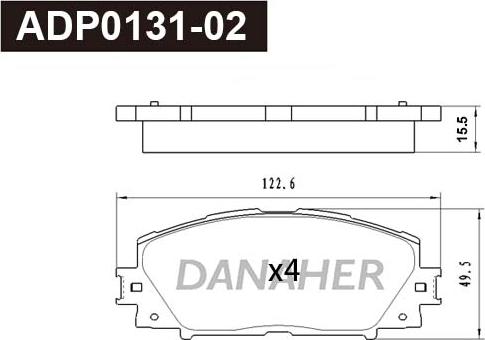 Danaher ADP0131-02 - Тормозные колодки, дисковые, комплект autosila-amz.com