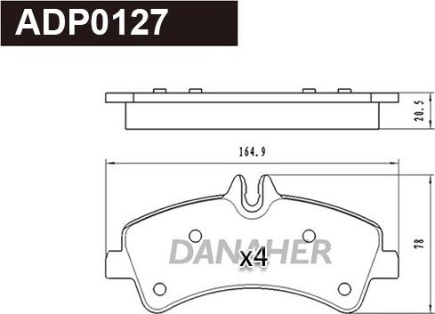 Danaher ADP0127 - Тормозные колодки, дисковые, комплект autosila-amz.com