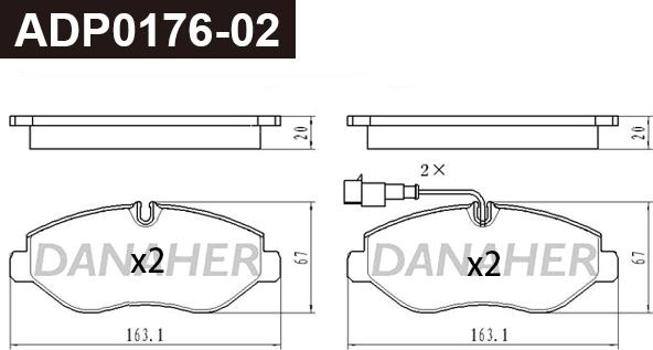 Danaher ADP0176-02 - Тормозные колодки, дисковые, комплект autosila-amz.com