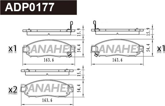 Danaher ADP0177 - Тормозные колодки, дисковые, комплект autosila-amz.com