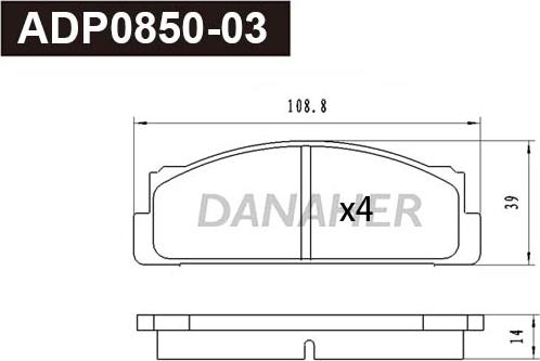 Danaher ADP0850-03 - Тормозные колодки, дисковые, комплект autosila-amz.com