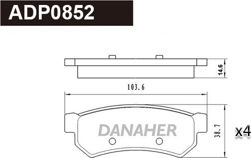 Danaher ADP0852 - Тормозные колодки, дисковые, комплект autosila-amz.com