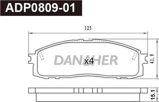Danaher ADP0809-01 - Тормозные колодки, дисковые, комплект autosila-amz.com