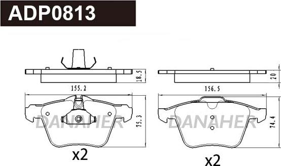 Danaher ADP0813 - Тормозные колодки, дисковые, комплект autosila-amz.com