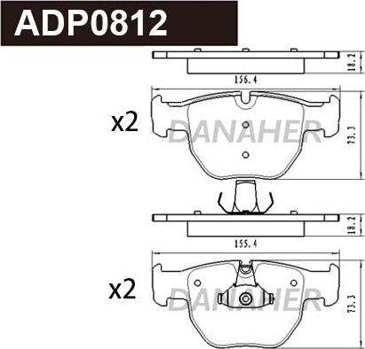Danaher ADP0812 - Тормозные колодки, дисковые, комплект autosila-amz.com
