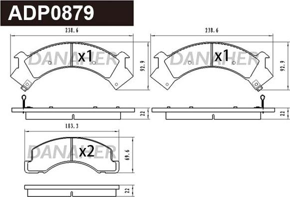 Danaher ADP0879 - Тормозные колодки, дисковые, комплект autosila-amz.com