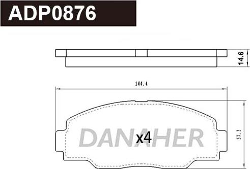 Danaher ADP0876 - Тормозные колодки, дисковые, комплект autosila-amz.com