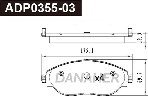 Danaher ADP0355-03 - Тормозные колодки, дисковые, комплект autosila-amz.com