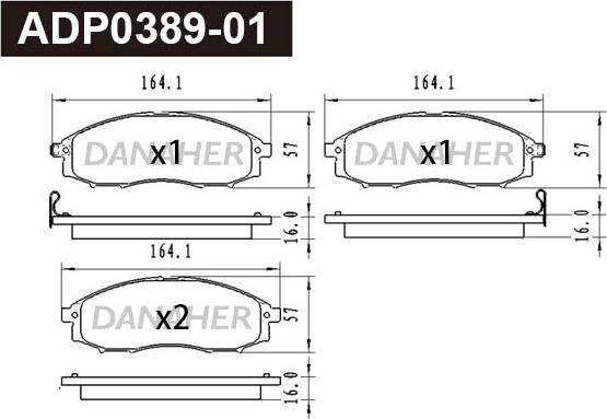 Danaher ADP0389-01 - Тормозные колодки, дисковые, комплект autosila-amz.com