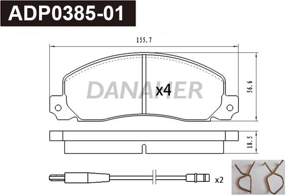 Danaher ADP0385-01 - Тормозные колодки, дисковые, комплект autosila-amz.com