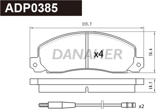 Danaher ADP0385 - Тормозные колодки, дисковые, комплект autosila-amz.com