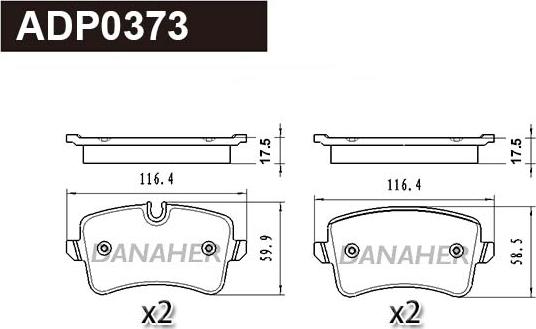 Danaher ADP0373 - Тормозные колодки, дисковые, комплект autosila-amz.com