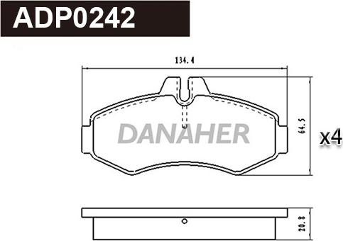 Danaher ADP0242 - Тормозные колодки, дисковые, комплект autosila-amz.com