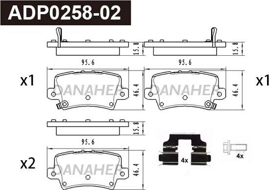 Danaher ADP0258-02 - Тормозные колодки, дисковые, комплект autosila-amz.com