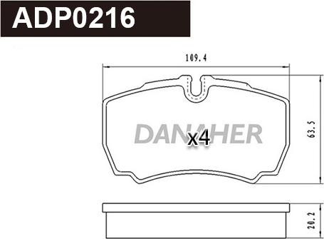 Danaher ADP0216 - Тормозные колодки, дисковые, комплект autosila-amz.com
